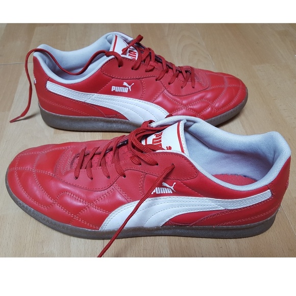 puma red leather shoes